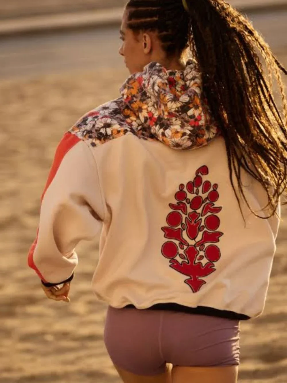 Free People Final Call Buti Hoodie Floral Embroidered Print Sweatshirt Jacket L